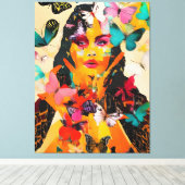 Toile Femme et papillons Médias mixtes (Insitu (Plancher de Bois))