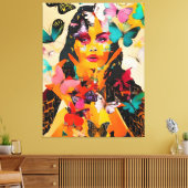 Toile Femme et papillons Médias mixtes (Insitu(Salon))