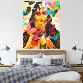 Toile Femme et papillons Médias mixtes (Insitu(Chambre))