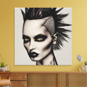 Toile Femme féroce en Mohawk et Piercings Punk gothique (Insitu(Salon))