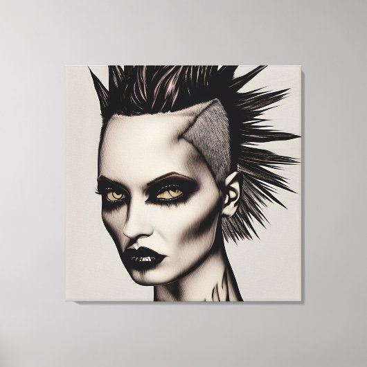 Toile Femme féroce en Mohawk et Piercings Punk gothique (Recto)