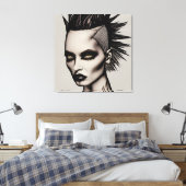 Toile Femme féroce en Mohawk et Piercings Punk gothique (Insitu(Chambre))