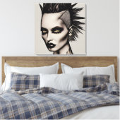 Toile Femme féroce en Mohawk et Piercings Punk gothique (Insitu(Chambre))