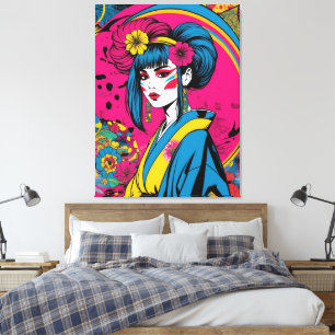 Toile Femme geisha japonaise en kimono traditionnel