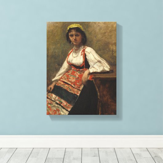 Toile Femme italienne (La Morieri) par Corot (Insitu (Plancher de Bois))