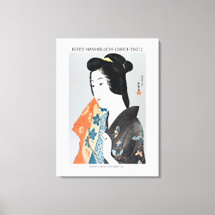 Toile Femme japonaise tenant sa serviette - Goyō Hashigu