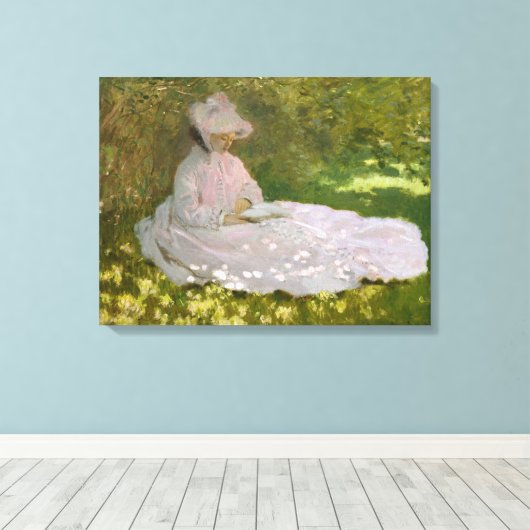 Toile Femme Lecture Springtime Monet (Insitu (Plancher de Bois))