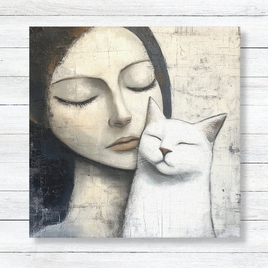 Toile Femme neutre et chat