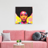 Toile Femme noire colorée Afro Pop Art (Insitu(Salon))