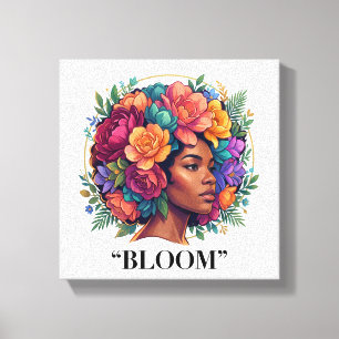 Toile Femme noire inspirante Bloom Fleur Afro