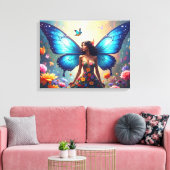 Toile Femme papillon bleu (Insitu(Salon))