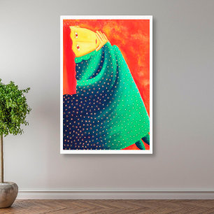 Toile Femme pensante Peinture acrylique d'art contempora