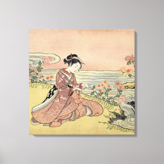 Toile Femme qui ramasse des chrysanthèmes (Recto)