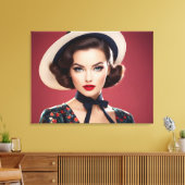 Toile femme rétro vintage (Insitu(Salon))