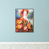 TOILE FEMME ROMANTIQUE AVEC PÂTE DE PEACOCK ÉCLANTE (Insitu (Plancher de Bois))