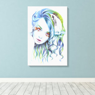 Toile Femme sirène d'eau Portrait de fantaisie surréalis