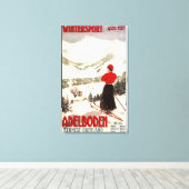 Toile Femme Skier Vue sur Adelboden Poster (Insitu (Plancher de Bois))