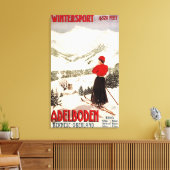 Toile Femme Skier Vue sur Adelboden Poster (Insitu(Salon))