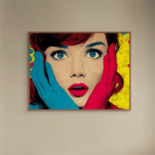 Toile Femme surprise en pop art