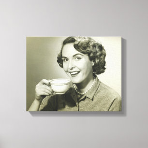 Toile Femme tenant des tasses