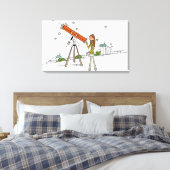 Toile Femme utilisant un télescope astronomique (Insitu(Chambre))