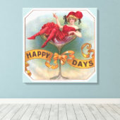 Toile Femme victorienne Champagne Rouge Happy (Insitu (Plancher de Bois))