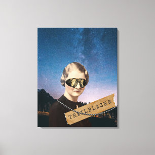 Toile Femme Vintage pionnière nuit étoilée Pop Art  