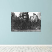 Toile Femmes devant le lac Harney Peaks Photo (Insitu (Plancher de Bois))