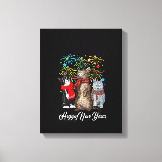 Toile FEMMES Joyeux Nouvel An Chat Joyeux Meow Année 202 (Recto)