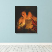 Toile Femmes lisant une lettre d'amour (par Waldmüller) (Insitu (Plancher de Bois))