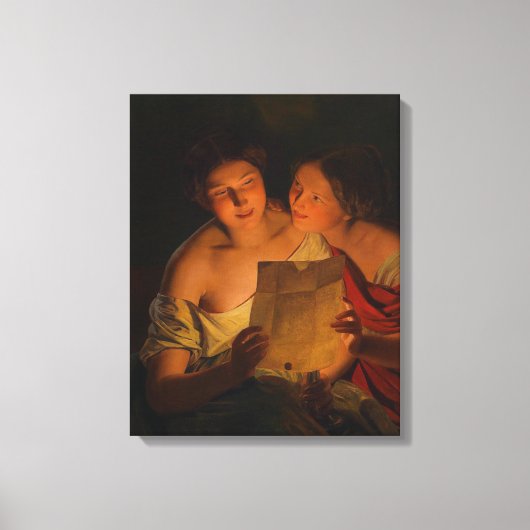 Toile Femmes lisant une lettre d'amour (par Waldmüller) (Recto)