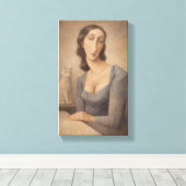 Toile Femmes sereines avec son chat (Insitu (Plancher de Bois))