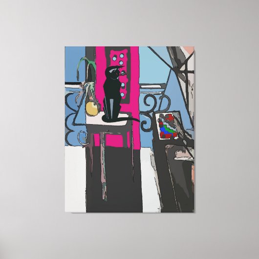 Toile Fenêtre Abstraite avec chat noir (Recto)
