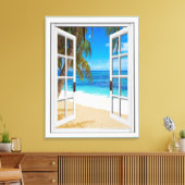 Toile Fenêtre Faux Vue Océan Plage (Insitu(Salon))