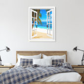 Toile Fenêtre Faux Vue Océan Plage (Insitu(Chambre))