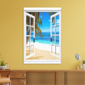 Toile Fenêtre Faux Vue Plage Océan (Insitu(Salon))