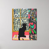 Toile Fenêtre Palm Tree avec chat noir (Recto)