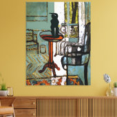 Toile Fenêtre verte avec chat noir (Insitu(Salon))