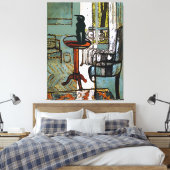 Toile Fenêtre verte avec chat noir (Insitu(Chambre))