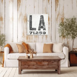 Toile Ferme Rustic State Code postal Louisiane<br><div class="desc">Ce panneau rustique est une façon simple de montrer votre amour pour la maison. Le code postal peut être personnalisé avec n'importe quel code postal dans l'état. Fait un grand cadeau. Créé par Simply Farmhouse Press.</div>