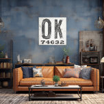 Toile Ferme Rustic State Code Zip Oklahoma<br><div class="desc">Ce panneau rustique est une façon simple de montrer votre amour pour la maison. Le code postal peut être personnalisé avec n'importe quel code postal dans l'état. Fait un grand cadeau. Créé par Simply Farmhouse Press.</div>