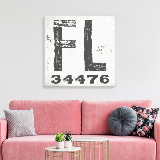 Toile Ferme Rustic State Zip Code Floride (Insitu(Salon))