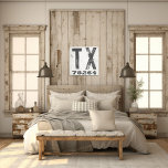 Toile Ferme Rustique State Code postal Texas<br><div class="desc">Ce panneau rustique est une façon simple de montrer votre amour pour la maison. Le code postal peut être personnalisé avec n'importe quel code postal dans l'état. Fait un grand cadeau. Créé par Simply Farmhouse Press.</div>