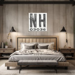 Toile Ferme Rustique State Code zip New Hampshire<br><div class="desc">Ce panneau rustique est une façon simple de montrer votre amour pour la maison. Le code postal peut être personnalisé avec n'importe quel code postal dans l'état. Fait un grand cadeau. Créé par Simply Farmhouse Press.</div>