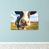 Toile Fermes | Vache Holstein Chewing (Insitu (Plancher de Bois))