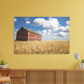 Toile Fermes | Vielle grange rouge en champ de blé (Insitu(Salon))