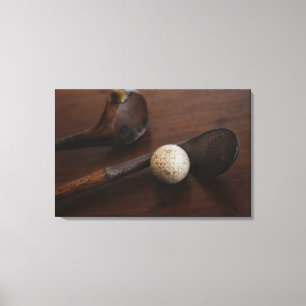 Toile Fermez-vous des clubs de golf et de la boule de