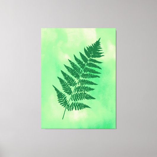 Toile Fern Frond, Vert sur une aquarelle Arrière - plan  (Recto)