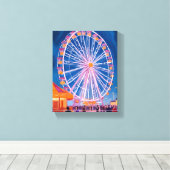 Toile Ferris Wheel | Boardwalk Carnival Watercolor (Insitu (Plancher de Bois))