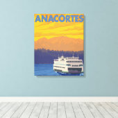 Toile Ferry and Mountains - Anacortes, Washington (Insitu (Plancher de Bois))